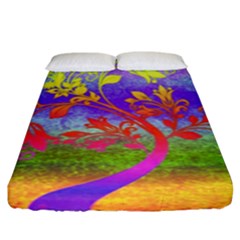 Tree Colorful Mystical Autumn Fitted Sheet (king Size) by Nexatart