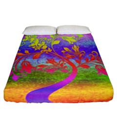 Tree Colorful Mystical Autumn Fitted Sheet (california King Size) by Nexatart