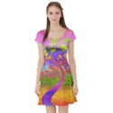 Tree Colorful Mystical Autumn Short Sleeve Skater Dress View1