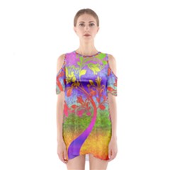 Tree Colorful Mystical Autumn Shoulder Cutout One Piece by Nexatart