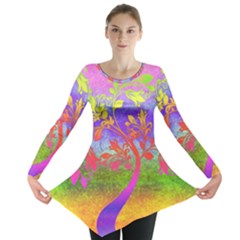 Tree Colorful Mystical Autumn Long Sleeve Tunic  by Nexatart