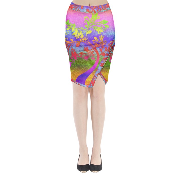 Tree Colorful Mystical Autumn Midi Wrap Pencil Skirt