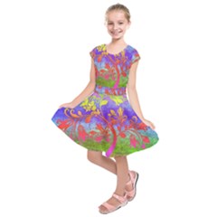 Tree Colorful Mystical Autumn Kids  Short Sleeve Dress by Nexatart