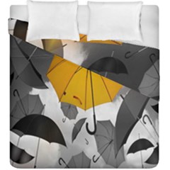 Umbrella Yellow Black White Duvet Cover Double Side (king Size) by Nexatart