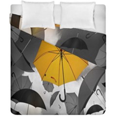 Umbrella Yellow Black White Duvet Cover Double Side (california King Size) by Nexatart