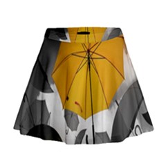 Umbrella Yellow Black White Mini Flare Skirt by Nexatart