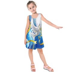 Turtle Doves Christmas Kids  Sleeveless Dress by Nexatart