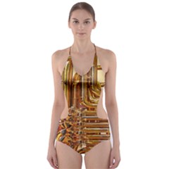 Tuba Valves Pipe Shiny Instrument Music Cut-out One Piece Swimsuit by Nexatart