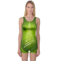 Vector Chirstmas Tree Design One Piece Boyleg Swimsuit