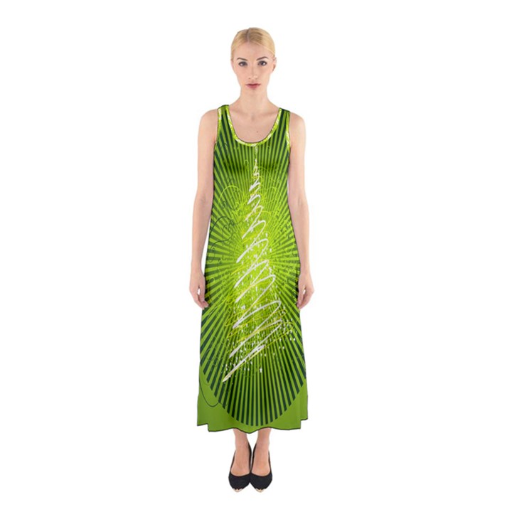 Vector Chirstmas Tree Design Sleeveless Maxi Dress