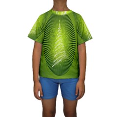 Vector Chirstmas Tree Design Kids  Short Sleeve Swimwear