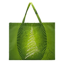 Vector Chirstmas Tree Design Zipper Large Tote Bag