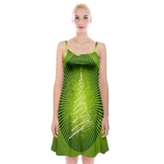 Vector Chirstmas Tree Design Spaghetti Strap Velvet Dress