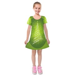 Vector Chirstmas Tree Design Kids  Short Sleeve Velvet Dress