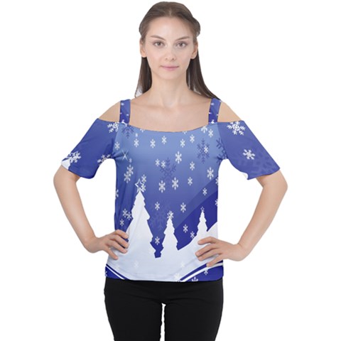 Vector Christmas Design Women s Cutout Shoulder Tee by Nexatart