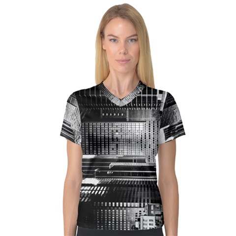 Urban Scene Street Road Busy Cars Women s V-neck Sport Mesh Tee by Nexatart