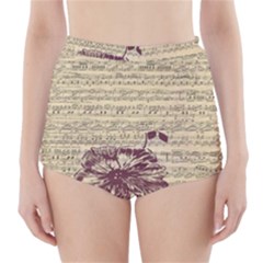 Vintage Music Sheet Song Musical High-waisted Bikini Bottoms by Nexatart