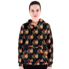 Vintage Roses Wallpaper Pattern Women s Zipper Hoodie by Nexatart