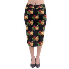 Vintage Roses Wallpaper Pattern Midi Pencil Skirt