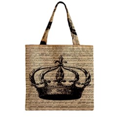 Vintage Music Sheet Crown Song Zipper Grocery Tote Bag by Nexatart