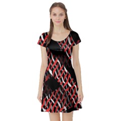 Weave And Knit Pattern Seamless Short Sleeve Skater Dress by Nexatart