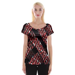 Weave And Knit Pattern Seamless Women s Cap Sleeve Top by Nexatart