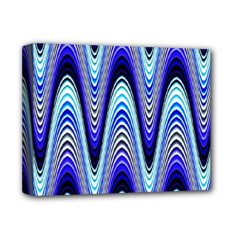 Waves Wavy Blue Pale Cobalt Navy Deluxe Canvas 14  X 11  by Nexatart