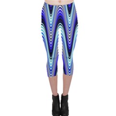 Waves Wavy Blue Pale Cobalt Navy Capri Leggings  by Nexatart