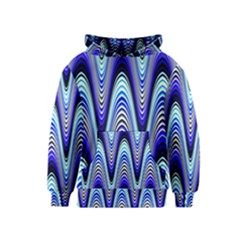 Waves Wavy Blue Pale Cobalt Navy Kids  Pullover Hoodie by Nexatart