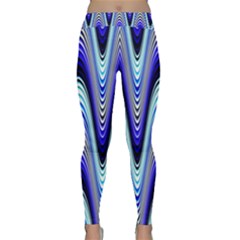 Waves Wavy Blue Pale Cobalt Navy Classic Yoga Leggings by Nexatart