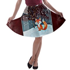 Winter Snow Ball Snow Cold Fun A-line Skater Skirt by Nexatart