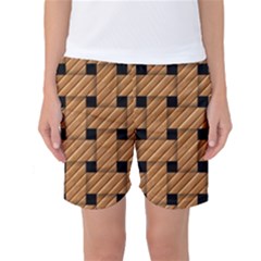 Wood Texture Weave Pattern Women s Basketball Shorts