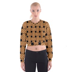 Wood Texture Weave Pattern Women s Cropped Sweatshirt