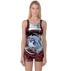 Winter Snow Ball Snow Cold Fun One Piece Boyleg Swimsuit by Nexatart