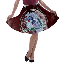 Winter Snow Ball Snow Cold Fun A-line Skater Skirt by Nexatart