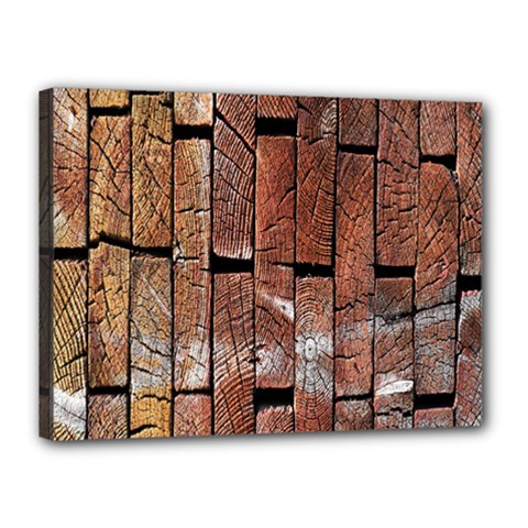 Wood Logs Wooden Background Canvas 16  X 12  by Nexatart