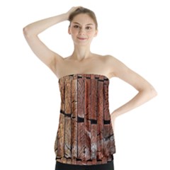 Wood Logs Wooden Background Strapless Top by Nexatart