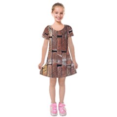 Wood Logs Wooden Background Kids  Short Sleeve Velvet Dress