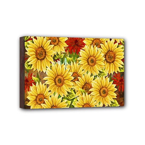 Sunflowers Flowers Abstract Mini Canvas 6  X 4 