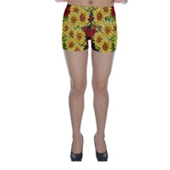 Sunflowers Flowers Abstract Skinny Shorts