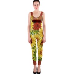 Sunflowers Flowers Abstract Onepiece Catsuit by Nexatart