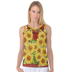 Sunflowers Flowers Abstract Women s Basketball Tank Top