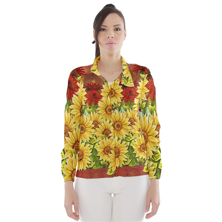 Sunflowers Flowers Abstract Wind Breaker (Women)