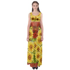 Sunflowers Flowers Abstract Empire Waist Maxi Dress