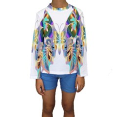 Abstract Animal Art Butterfly Kids  Long Sleeve Swimwear by Amaryn4rt