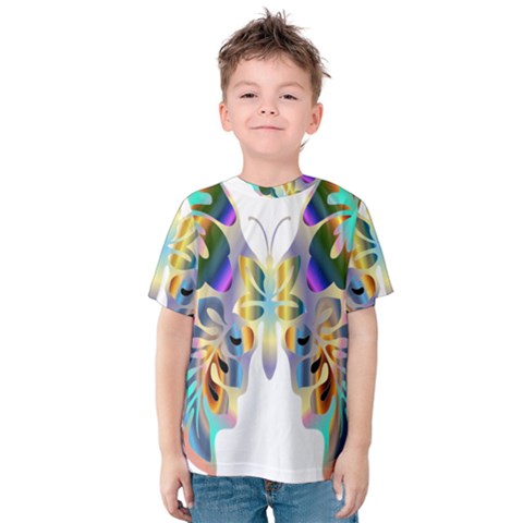 Abstract Animal Art Butterfly Kids  Cotton Tee by Amaryn4rt