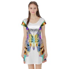 Abstract Animal Art Butterfly Short Sleeve Skater Dress by Amaryn4rt