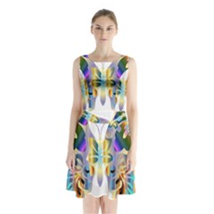 Abstract Animal Art Butterfly Sleeveless Chiffon Waist Tie Dress by Amaryn4rt