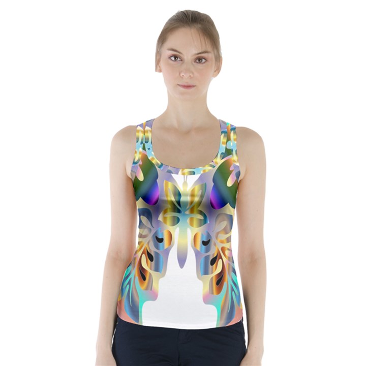 Abstract Animal Art Butterfly Racer Back Sports Top