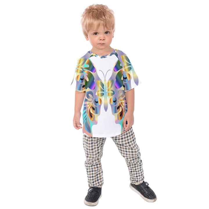 Abstract Animal Art Butterfly Kids  Raglan Tee